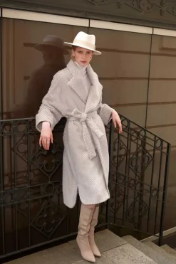 Beige long winter coat