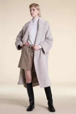 Beige long winter coat