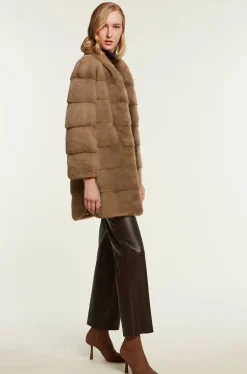Beige mink coat