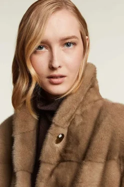 Beige mink coat