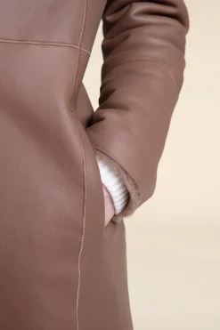 Beige shearling coat womens