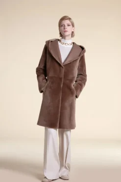 Beige shearling coat womens