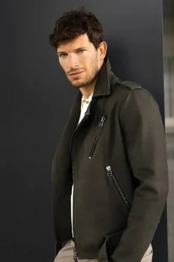 Biker leather jacket men