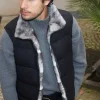 Black and grey fur vest