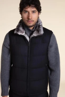 Black and grey fur vest