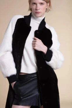 Black and white mink coat