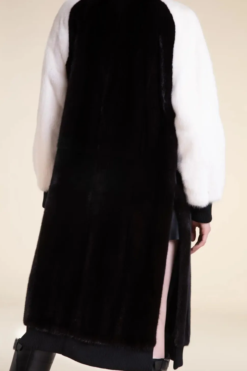 Black and white mink coat