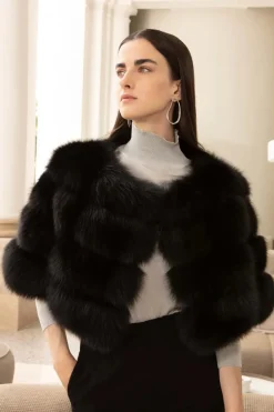 Black fox fur jacket