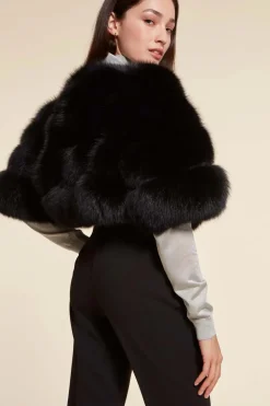 Black fox fur jacket