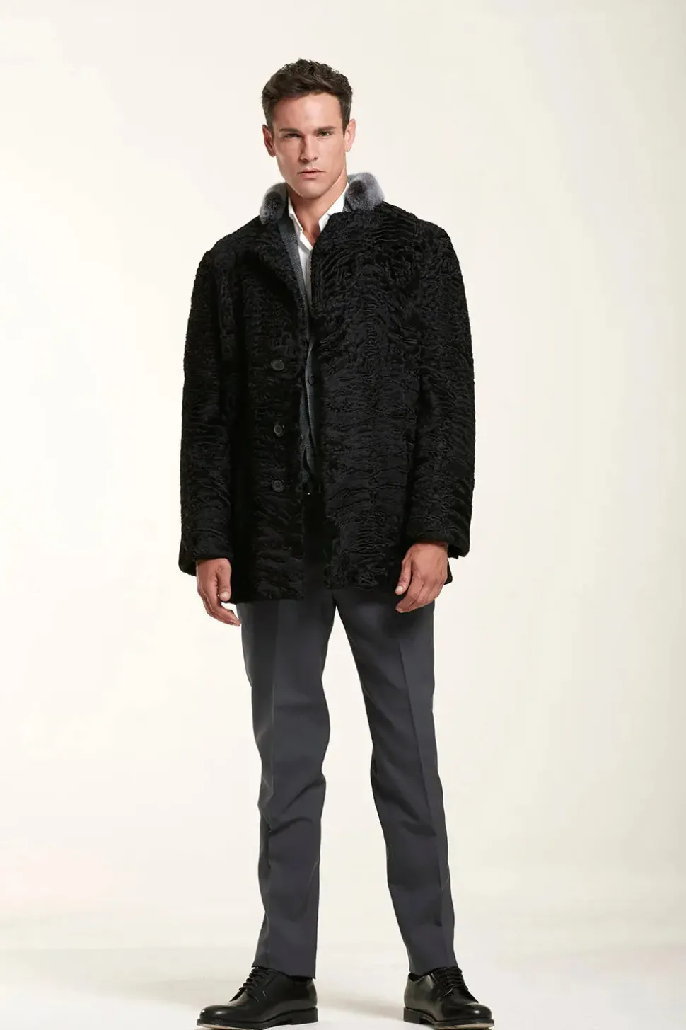 Black fur coat mens