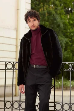 Black fur men jacket