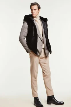 Black fur vest men