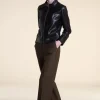 Black leather biker jacket women