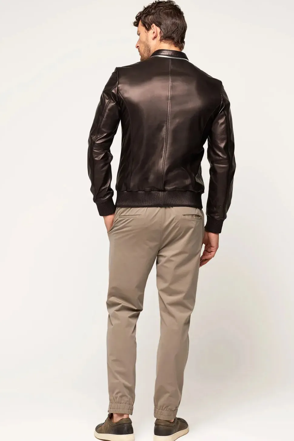 Black leather jacket for men