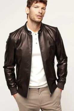 Black leather jacket for men