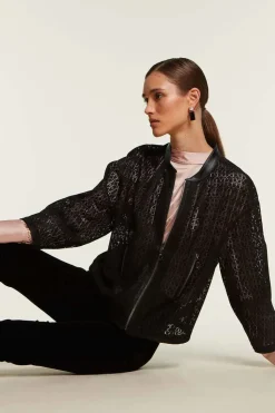 Black leather jacket perforated
