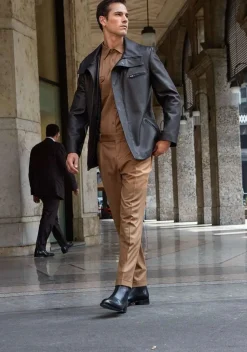 Black long leather jacket mens