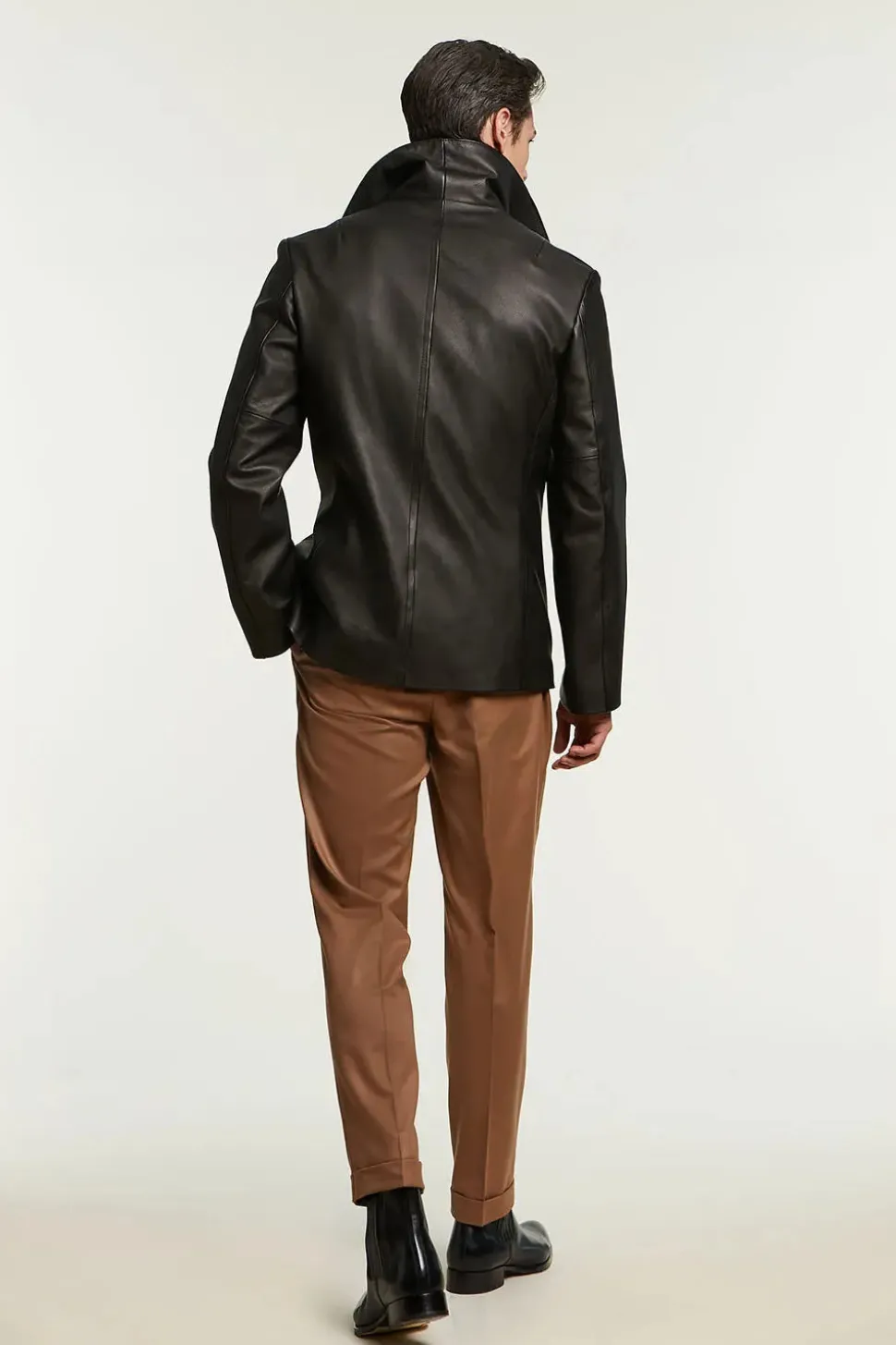 Black long leather jacket mens