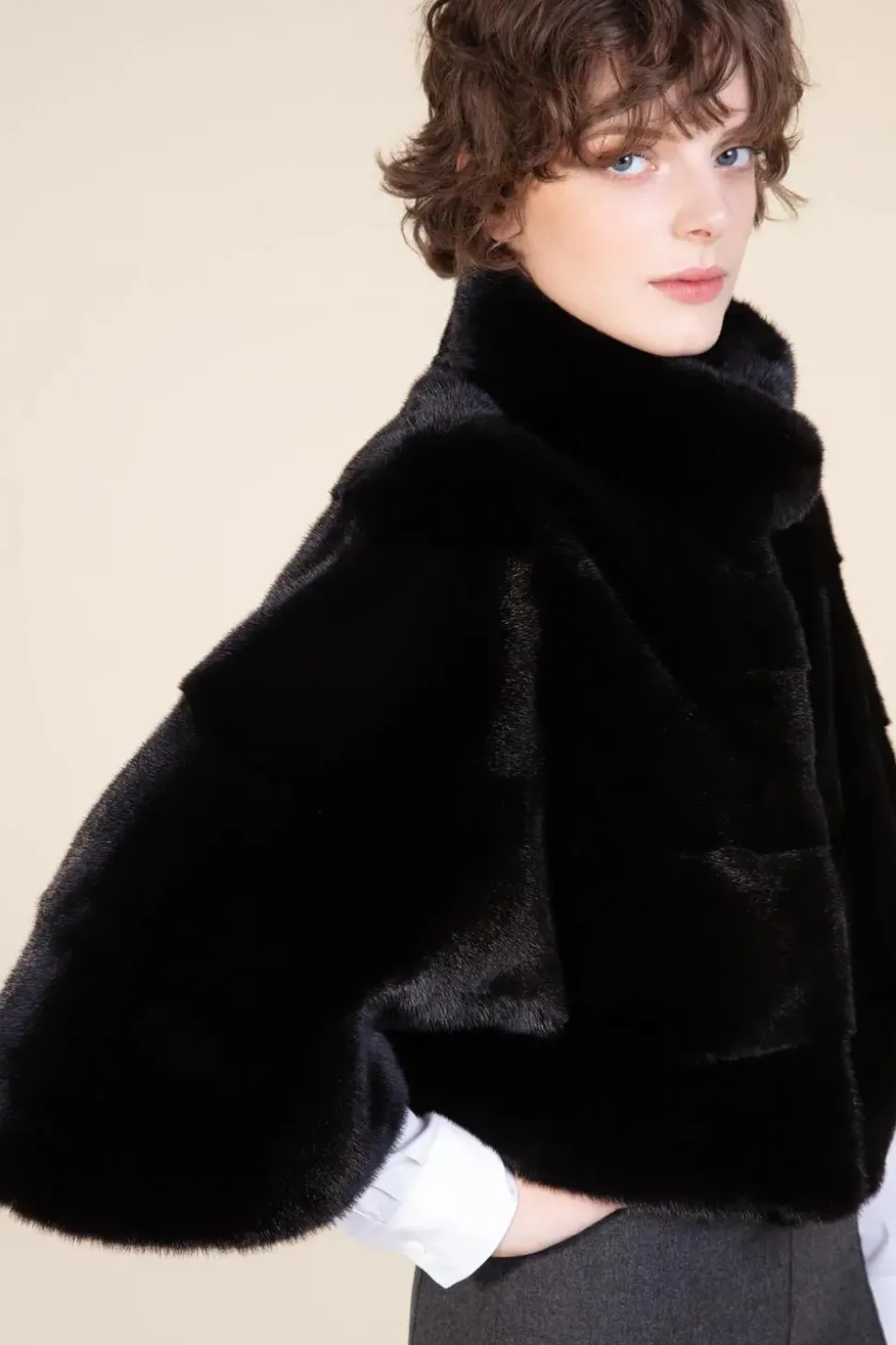 Black mink cape