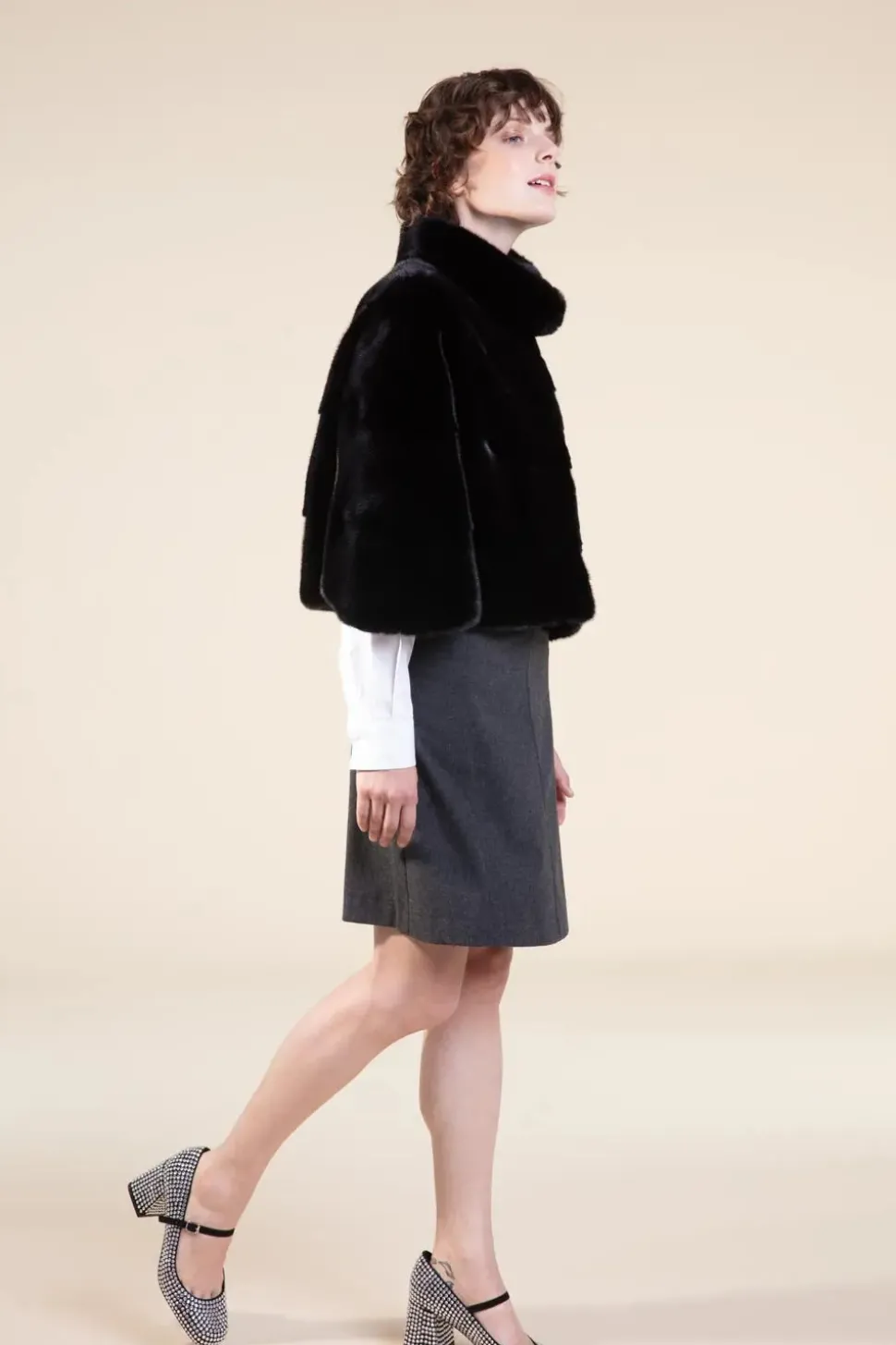 Black mink cape