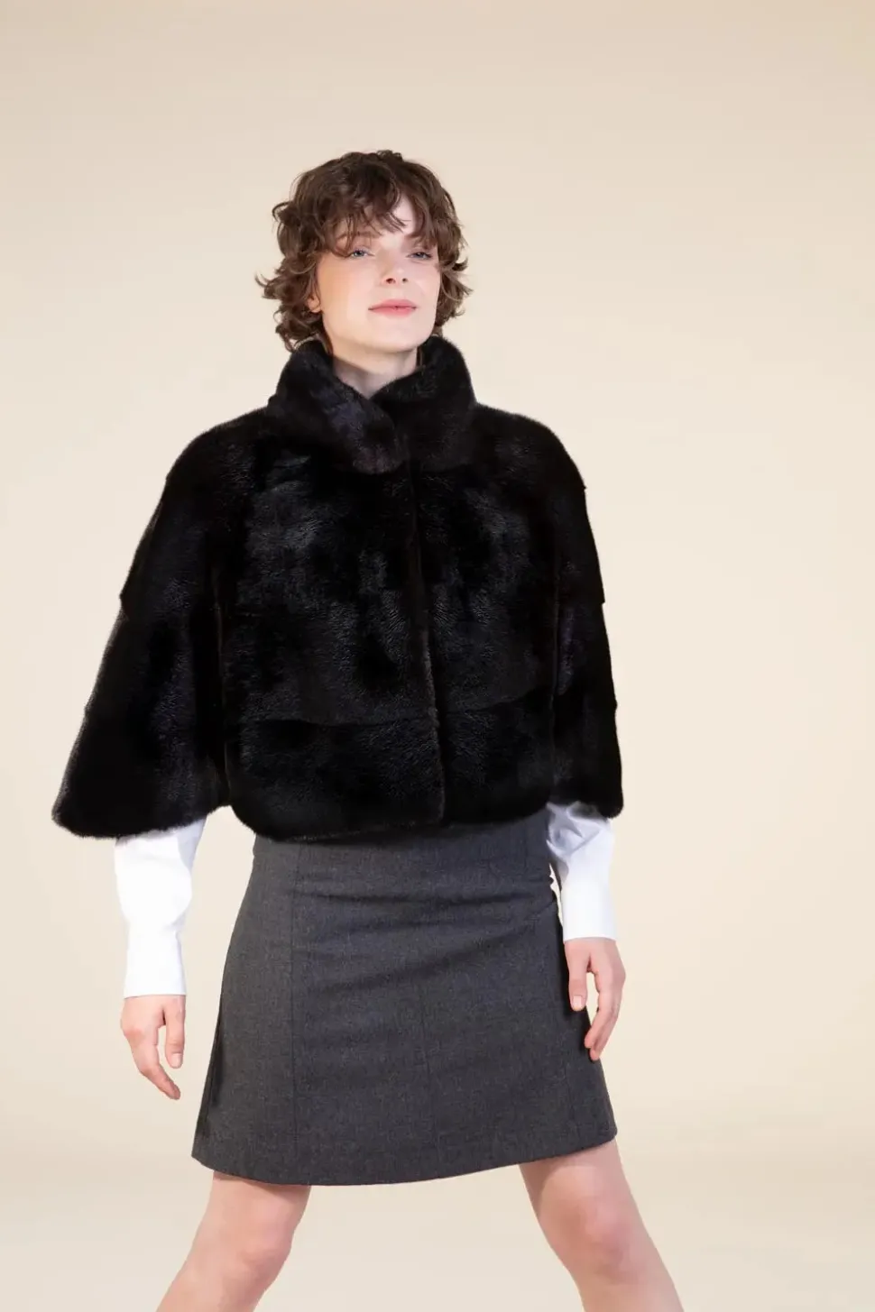 Black mink cape
