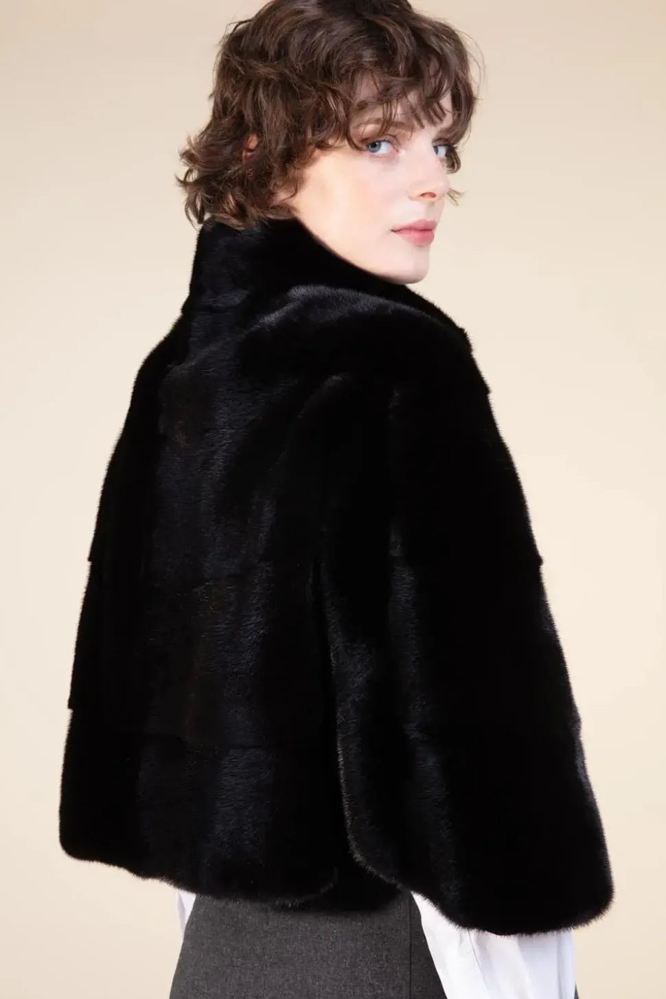 Black mink cape