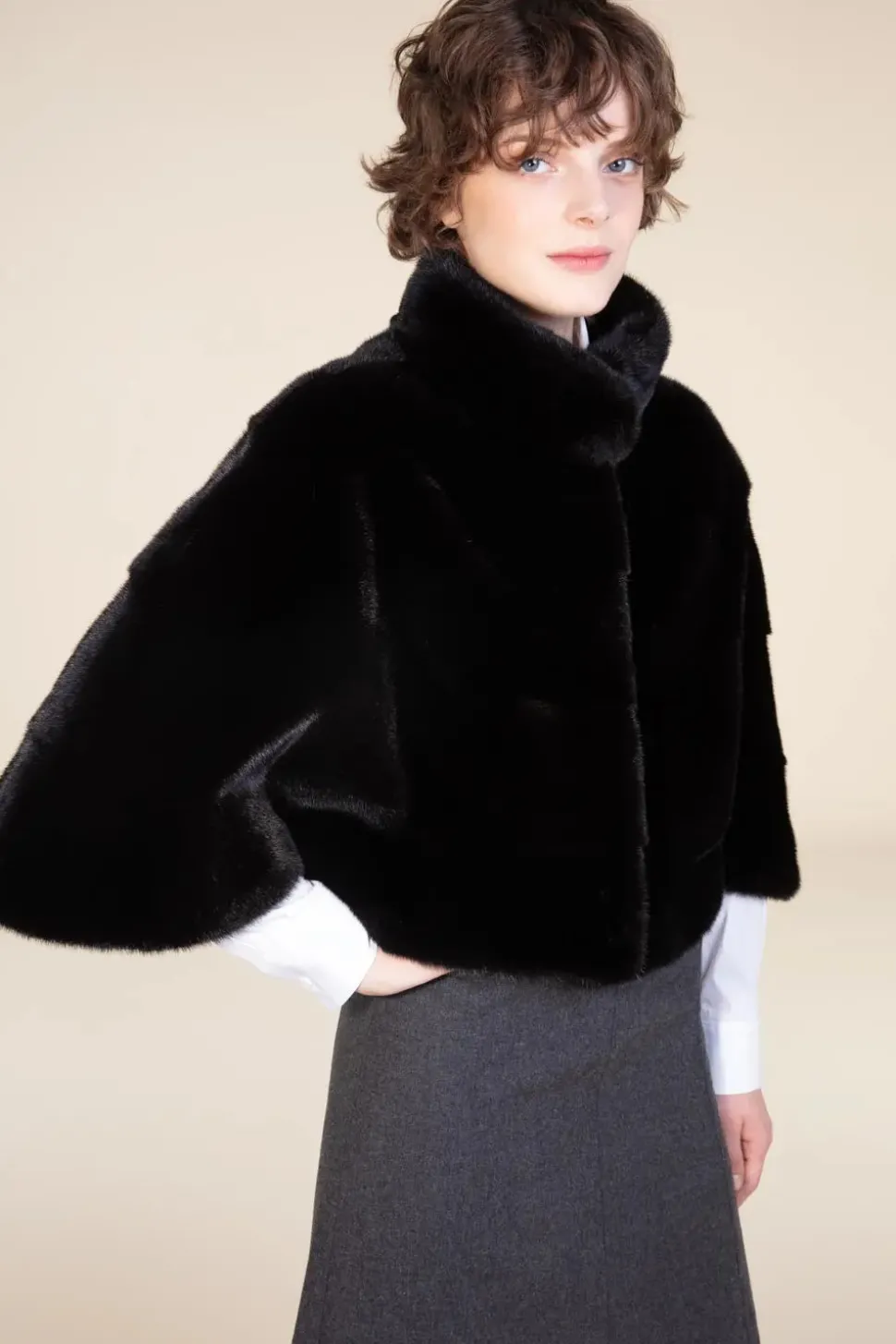 Black mink cape