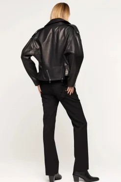 Black nappa leather jacket women