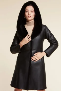 Black shearling coat womens