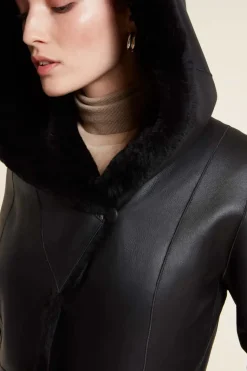 Black shearling coat womens