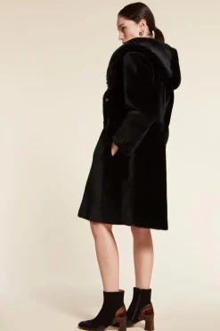 Black shearling coat womens