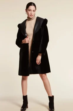 Black shearling coat womens