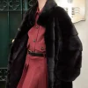 Black short mink coat