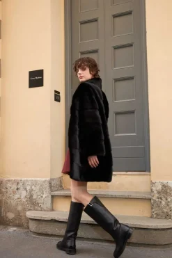 Black short mink coat