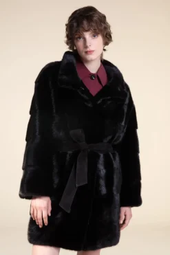 Black short mink coat