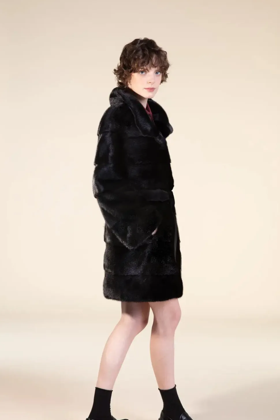 Black short mink coat
