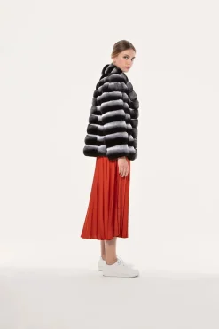 Black velvet chinchilla jacket