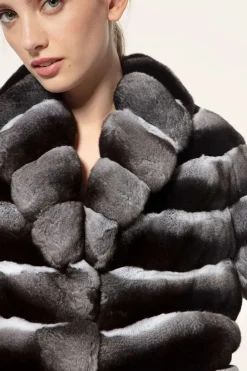 Black velvet chinchilla jacket