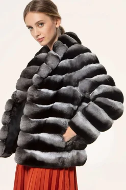 Black velvet chinchilla jacket