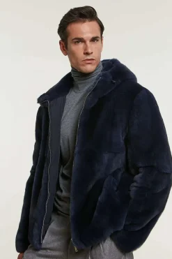 Blue fur jacket mens