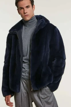 Blue fur jacket mens