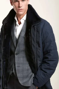 Blue jacket with fur