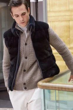 Blue mink vest men
