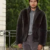Brown fur jacket men