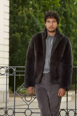 Brown fur jacket men