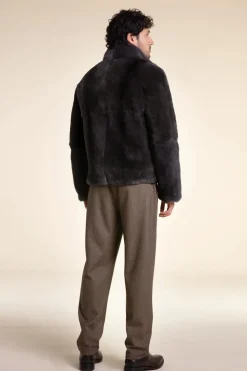 Brown fur jacket men