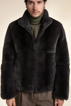 Brown fur jacket men