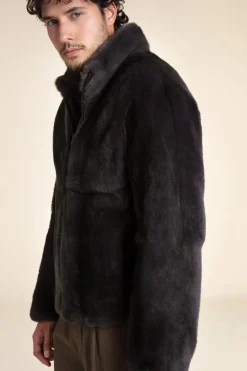 Brown fur jacket men