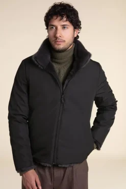 Brown fur jacket men