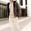 Brown jacket with fur collar
